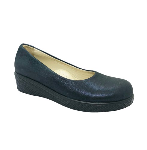 Туфли школьные для девочке, цвет темно-синий, на танкетке - фото 11040