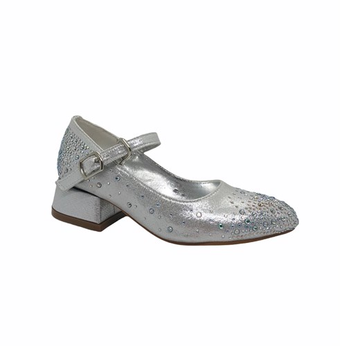 Туфли для девочки, цвет серебристый, на ремешке - фото 12967