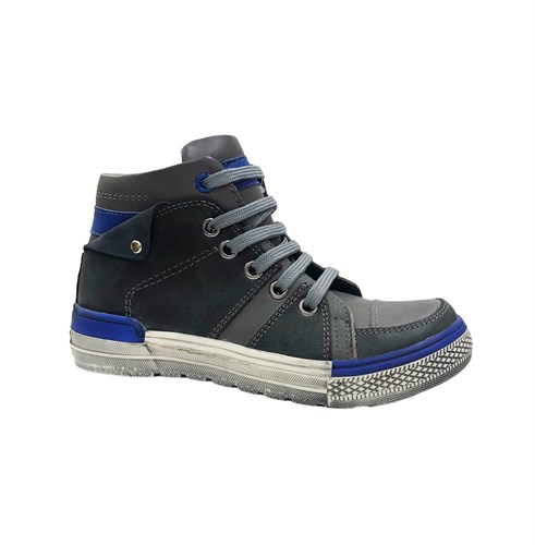 Ботинки - кеды демисезонные для мальчика, цвет серый/синий, шнурки/молния - фото 16922