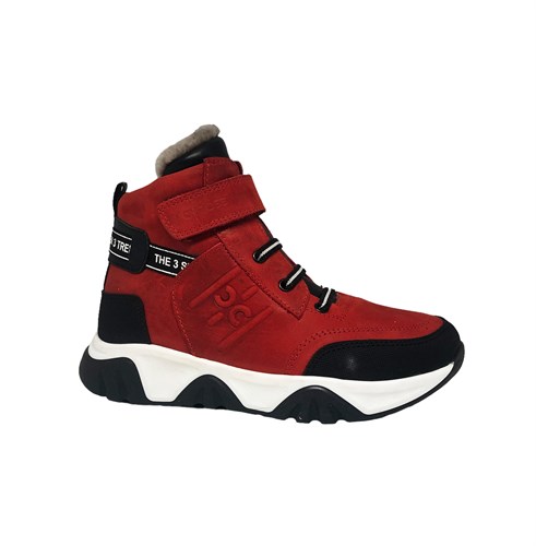 Ботинки для мальчика, цвет красный/черный, липучка/шнурки - фото 19978