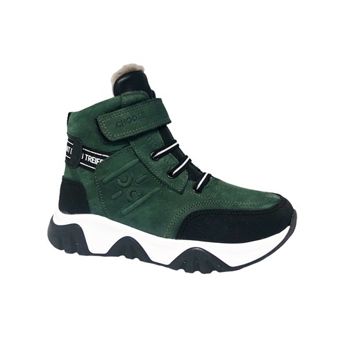 Ботинки для мальчика, цвет зеленый/черный, липучка/шнурки - фото 20039