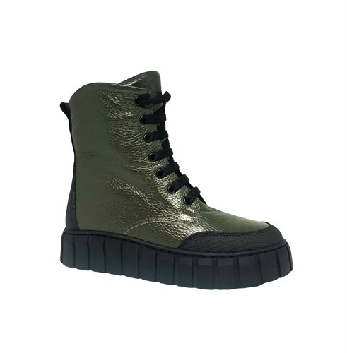 Ботинки зимние для девочки, цвет темно-зеленый, молния/шнурки - фото 20146
