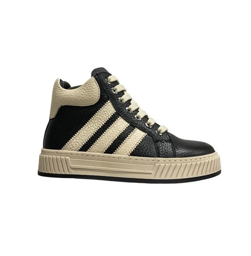 Ботинки демисезонные для девочек, цвет черный/бежевый, молния/шнурки 3845