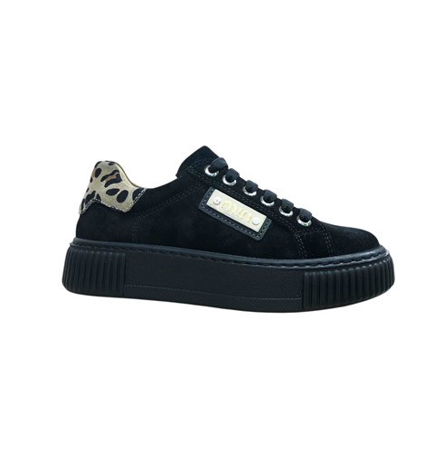 Кеды для девочки, цвет черный (нубук), шнурки-молния 3864