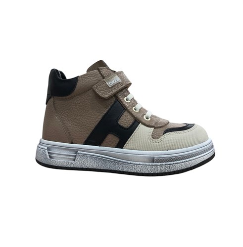 Ботинки кроссовочного типа для мальчика, цвет бежевый/коричневый, шнурки/липучка 3870