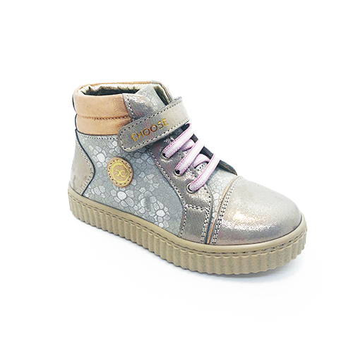 Ботинки для девочек, цвет: платина, шнурки/липучка - фото 4689