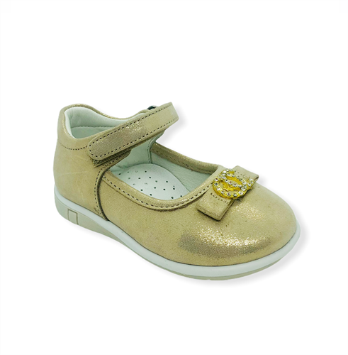 Туфли для девочки, цвет золотистый, ремешок на липучке - фото 4798