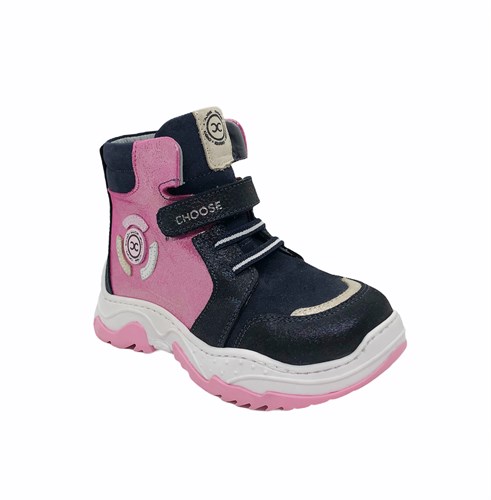 Ботинки кроссовочного типа для девочки, цвет сине-лиловый, липучка/шнурки - фото 6737