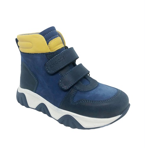 Ботинки для мальчика, цвет темно-синий/песочный, на липучках - фото 7837