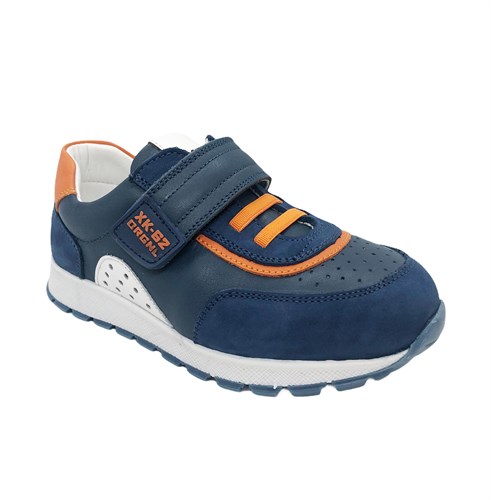 Кроссовки для мальчика, цвет синий/оранжевый,  липучка/шнурки - фото 8401