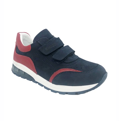 Кроссовки для мальчика, цвет темно-синий, с красными элементами дизайна, со светящейся подошвой - фото 9568
