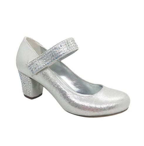 Туфли для девочки, цвет серебристый, со стразами - фото 9620