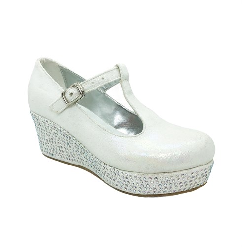 Туфли для девочки, цвет белый, на танкетке - фото 9792