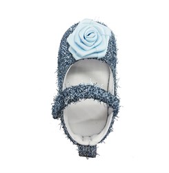 Пинетки-туфельки для девочки, голубые с украшением в виде цветка