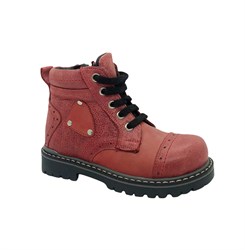 Ботинки для девочки, цвет красный, молния/шнурки