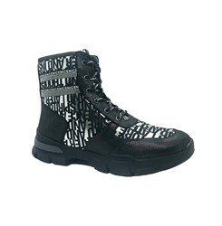 Ботинки для девочек, цвет черный (принт), шнурки/молния