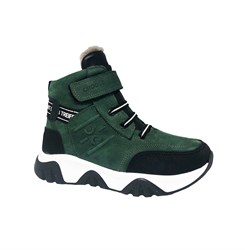 Ботинки для мальчика, цвет зеленый/черный, липучка/шнурки