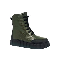 Ботинки зимние для девочки, цвет темно-зеленый, молния/шнурки