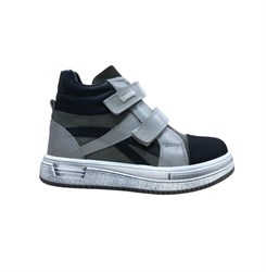 Ботинки кроссовочного типа для мальчика, цвет серый/хаки/черный, липучки 3871