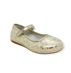 Туфли для девочки, цвет золотистый (с принтом), ремешок на липучке