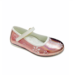 Туфли для девочки, цвет розовый (цветочный принт), ремешок на липучке