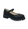 Туфли для девочки, цвет черный (принт с буквами),ремешок на липучке - фото 14412