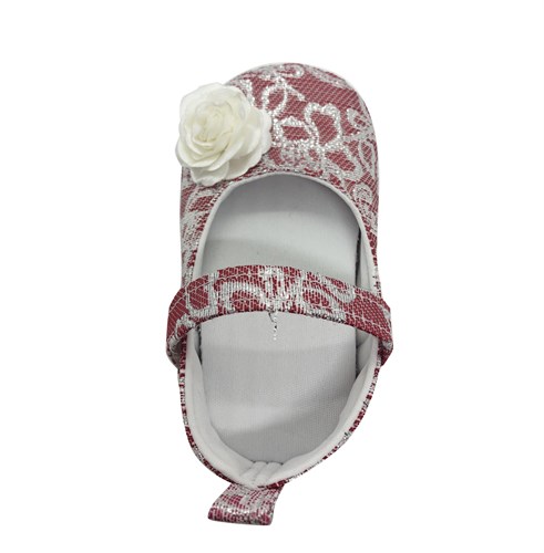 Пинетки-туфельки для девочки, розового цвета с украшением в виде цветка - фото 10182