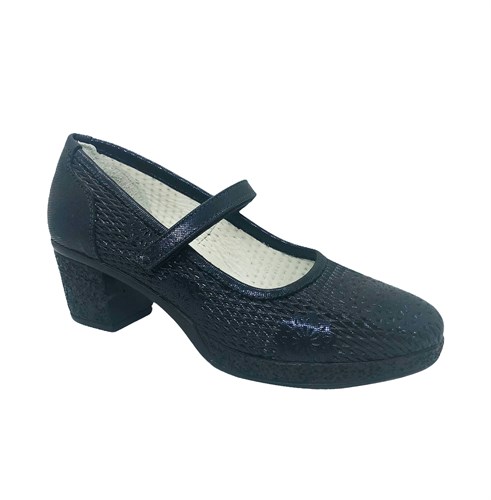 Туфли для девочки, цвет темно-синий, на каблуке, перфорция - фото 10454