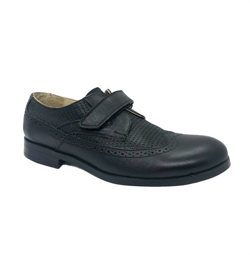 Туфли для подростков, цвет черный, на липучке, классика - фото 11055