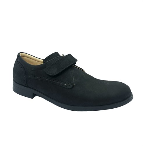Туфли для подростков, цвет черный, на липучке, нубук - фото 11075