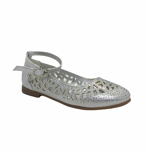 Туфли для девочки, цвет серебристый на ремешке - фото 12862