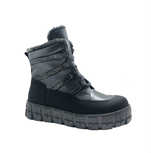 Ботинки зимние для девочки, цвет темно-серый, шнурки/молния - фото 14947