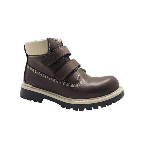 Ботинки для мальчика, демисезонные, цвет темно-коричневый/бежевый, липучки - фото 16332