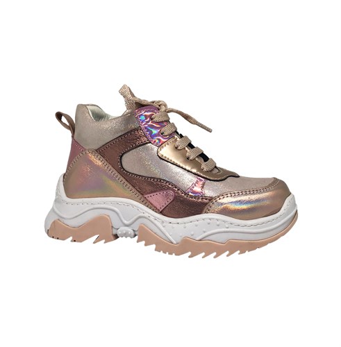 Ботинки кроссовочного типа для девочки, цвет персиковый/пудровый, шнурки/молния - фото 17194