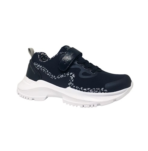 Кроссовки для девочки, цвет синий (леопард), шнурки/липучка - фото 17835