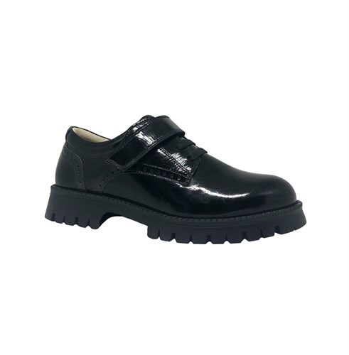 Туфли для девочки, цвет черный, лак, шнурки/липучка - фото 19167