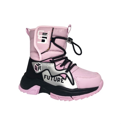Ботинки демисезонные для девочки, цвет розовый/серебристый, шнурки-резинки - фото 20069