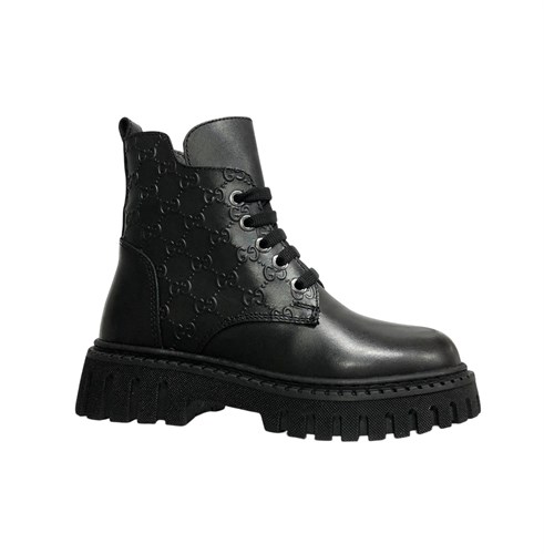 Ботинки демисезонные для девочки, цвет черный (нат.кожа), молния/шнурки 3849