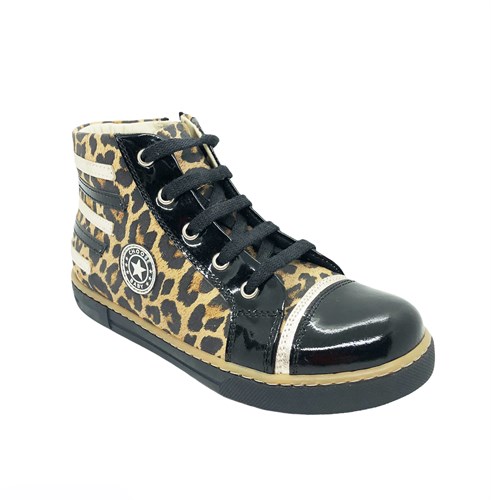 Ботинки - кеды для девочки, цвет черный/желтый (леопард) черный мыс - фото 6924