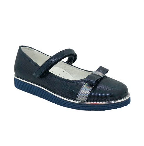 Туфли для девочки, цвет синий, ремешок на липучке - фото 9301