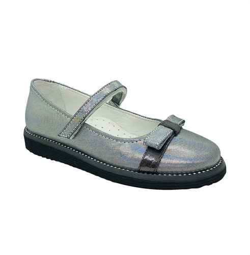 Туфли для девочки, цвет серебристый, ремешок на липучке - фото 9311