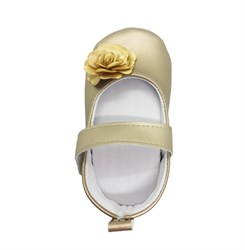 Пинетки-туфельки для девочки, золотистого цвета с украшением в виде цветка