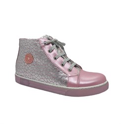 Ботинки - кеды для девочки, цвет розовый/серебристый, молния/шнурки