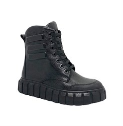 Ботинки для девочки, цвет черный, шнурки/молния