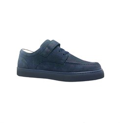 Школьные туфли для подростка, цвет: темно-синий(нубук), липучка/шнурки