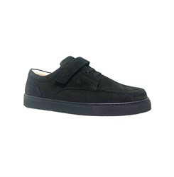 Школьные туфли для подростка, цвет: черный (нубук), липучка/шнурки