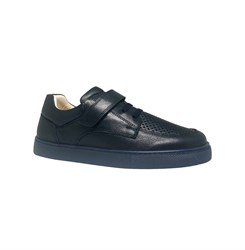 Школьные туфли для подростка, цвет: темно-синий (натуральная кожа), липучка/шнурки