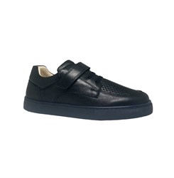 Школьные туфли для подростка, цвет: черный (натуральная кожа), липучка/шнурки