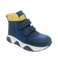 Ботинки для мальчика, цвет темно-синий/песочный, на липучках