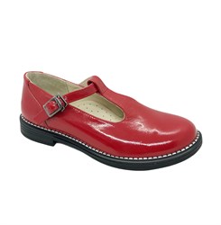 Туфли школьные для девочки, цвет красный, ремешок на замочке